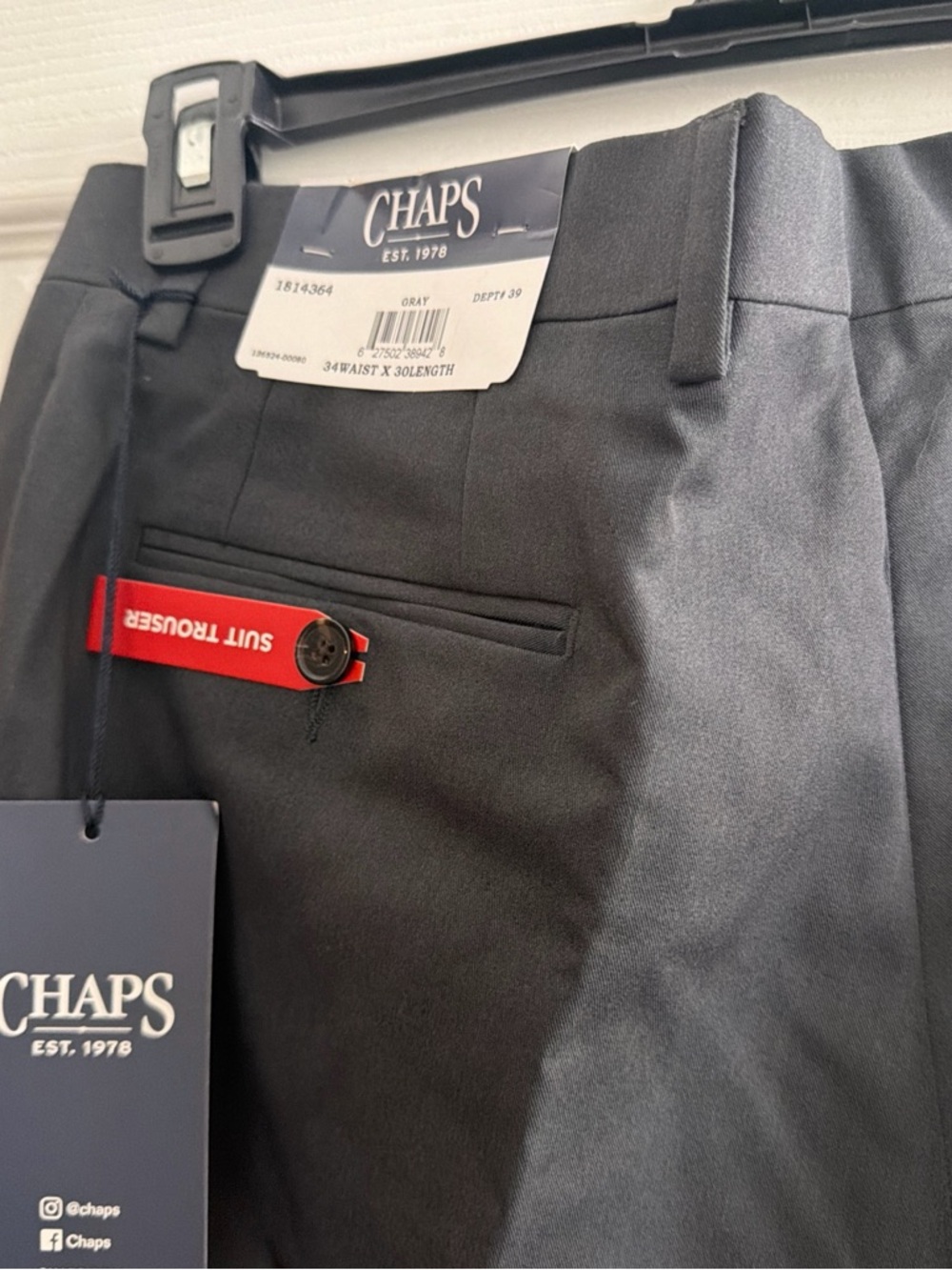 Chaps Charcoal Gray Dress Pants with Welt Back Pocket